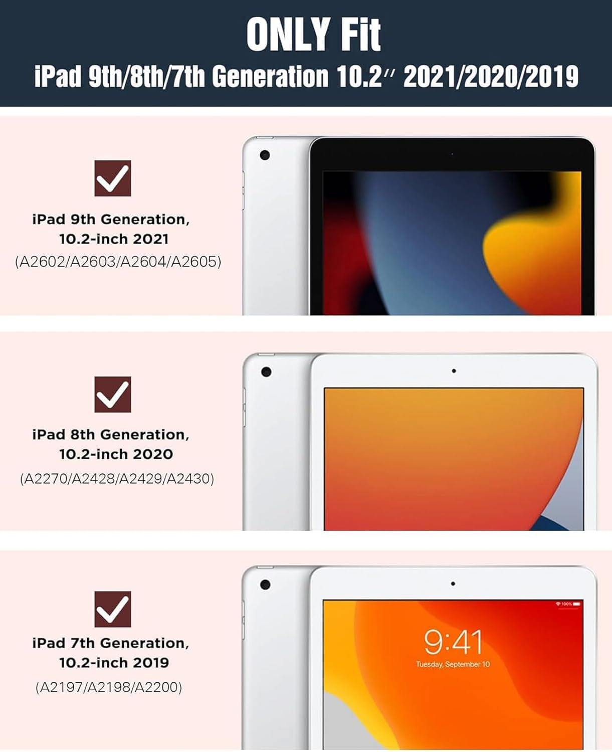 Ipad 10.2 Case 9Th/8Th/7Th Generation(2021/2020/2019), Ipad 10.2 Case for Kids, with Built-In Screen Protector, Shockproof Light Weight Handle Stand Kids Case for Ipad 9/8/7 Gen 10.2-Inch, Pink