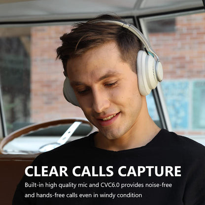 Trip Active Noise Cancelling Headphones with Independent Noise Reduction Chip, Bluetooth Wireless Headpones Built-In Mic and Ex Audio Cable, 40H Battery, Hands-Free Calls, Hifi Sound Quality