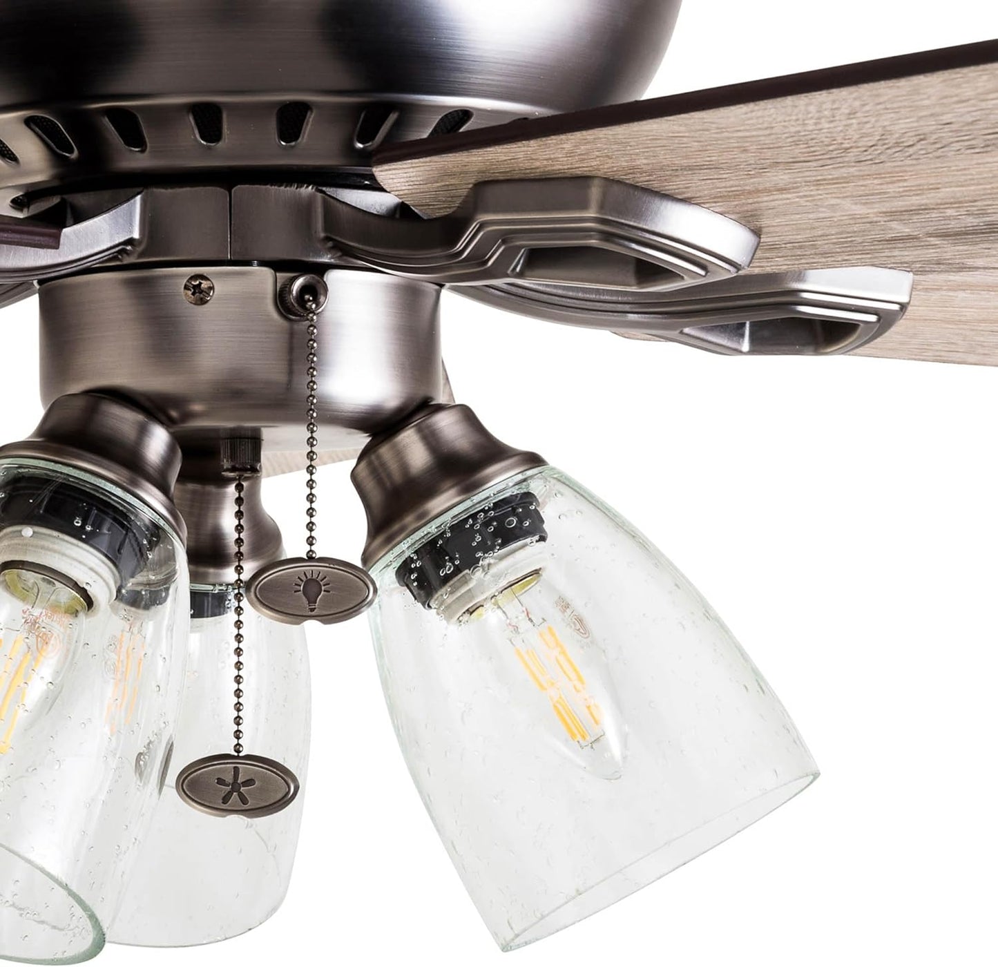 Glenmont, 52 Inch Farmhouse LED Ceiling Fan with Light, Pull Chain, Three Mounting Options, Dual Finish Blades, Reversible Motor - 50388-01 (Pewter)