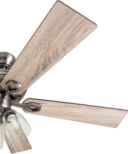 Glenmont, 52 Inch Farmhouse LED Ceiling Fan with Light, Pull Chain, Three Mounting Options, Dual Finish Blades, Reversible Motor - 50388-01 (Pewter)