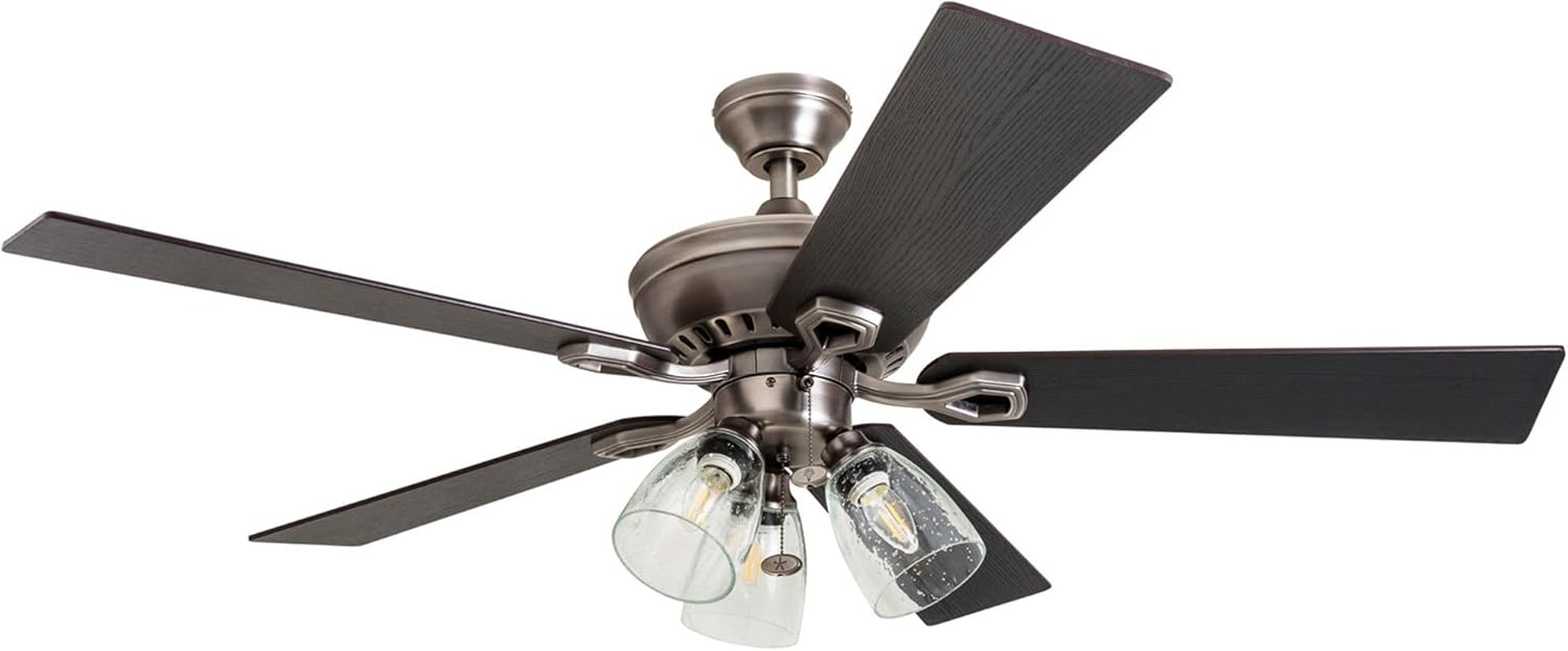Glenmont, 52 Inch Farmhouse LED Ceiling Fan with Light, Pull Chain, Three Mounting Options, Dual Finish Blades, Reversible Motor - 50388-01 (Pewter)