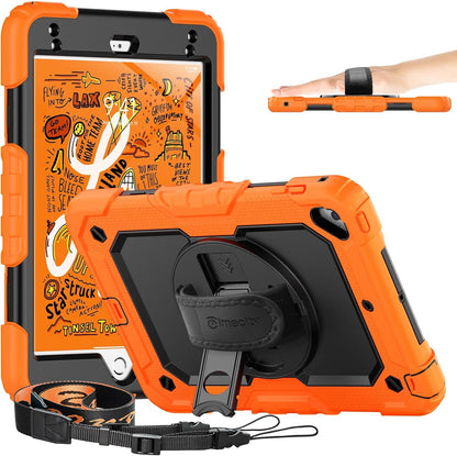 for Ipad Mini 5Th/4Th Generation Case 7.9'', for Ipad Mini 5/ Mini 4, Heavy Duty with Screen Protector, Kickstand Hand/Shoulder Strap Pencil Holder- Orange