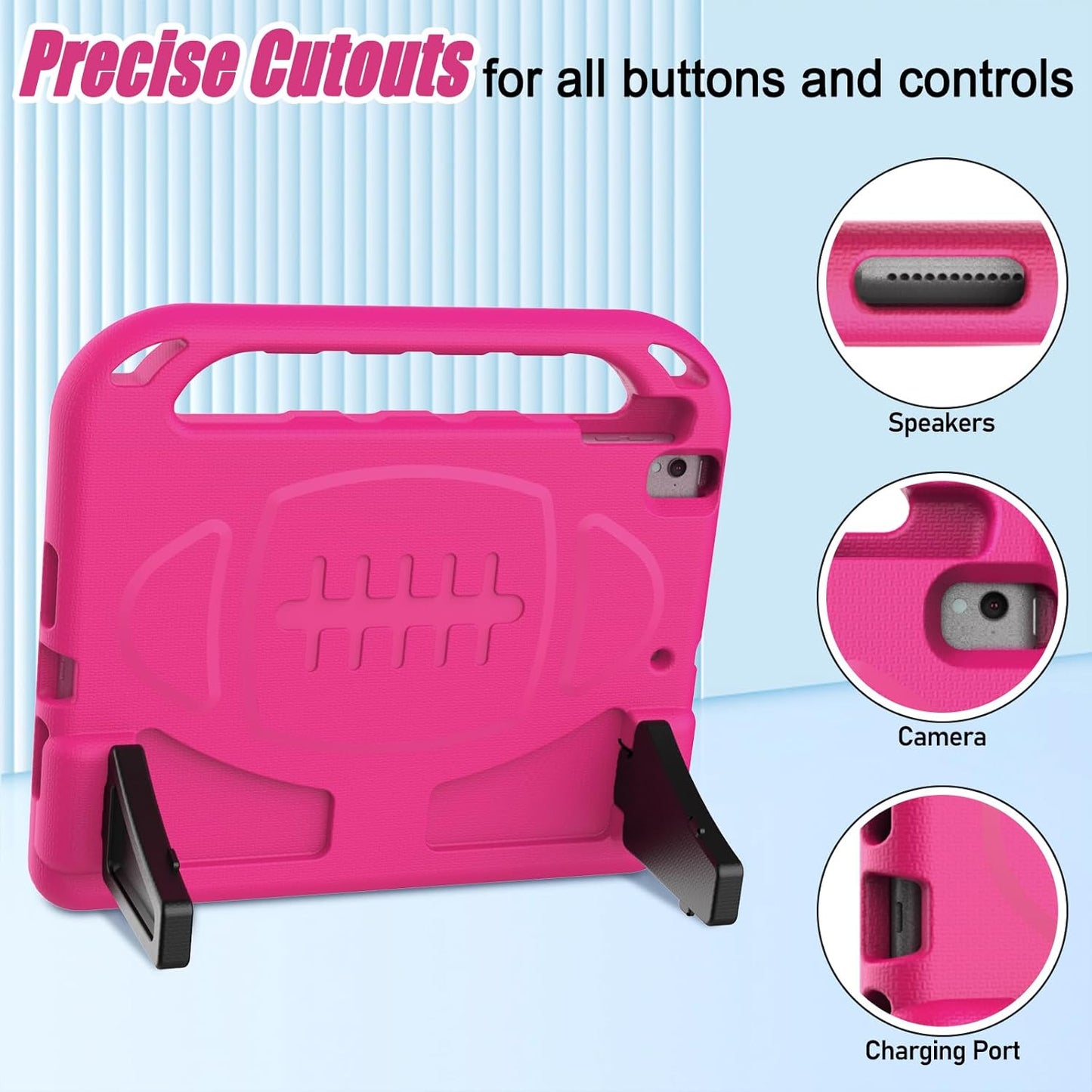 Ipad 10.2 Case 9Th/8Th/7Th Generation(2021/2020/2019), Ipad 10.2 Case for Kids, with Built-In Screen Protector, Shockproof Light Weight Handle Stand Kids Case for Ipad 9/8/7 Gen 10.2-Inch, Pink