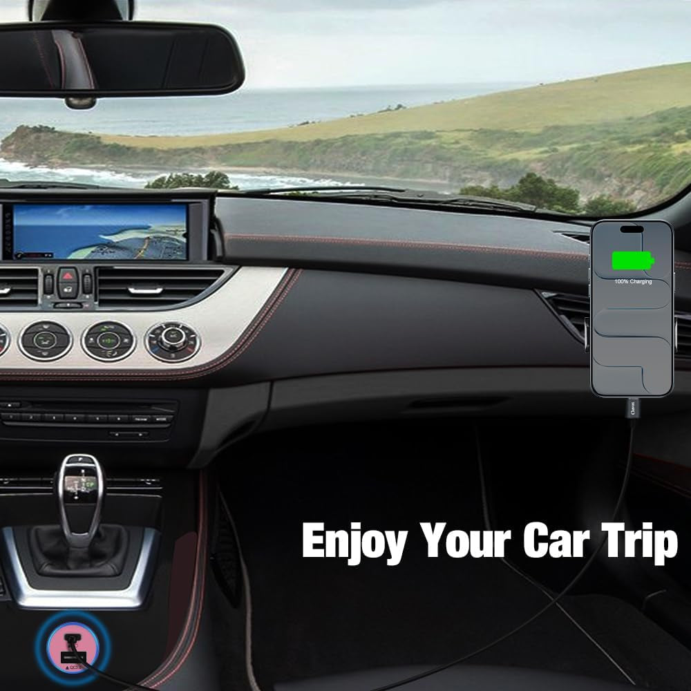 38W USB C Car Charger Adapter, 20W Fast USB-C & 18W Rapid QC3.0 Ports, 12V Cigarette Lighter Adapter for Iphone 17/16 /15, Google Pixel, Samsung, Android Phones Auto Accessories for Men - Pink