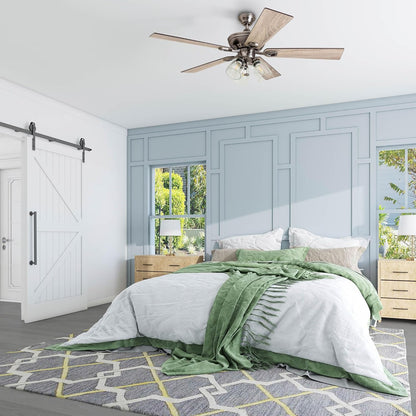 Glenmont, 52 Inch Farmhouse LED Ceiling Fan with Light, Pull Chain, Three Mounting Options, Dual Finish Blades, Reversible Motor - 50388-01 (Pewter)